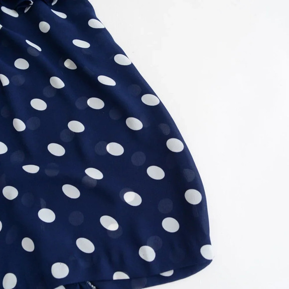 Vintage Hrlsten Navy  Polka Dot Short Sleeve Midi Dress Size 10 - Picture 7 of 15